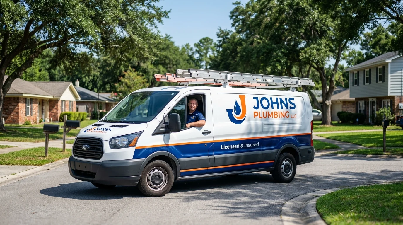 Johns Plumbing LLC service van in Lincoln, NE